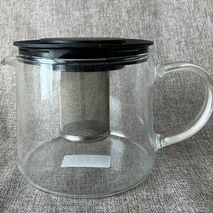 IKEA Riklig Teapot Clear Glass Built-In Infuser Heat Resistant 0.6qt
